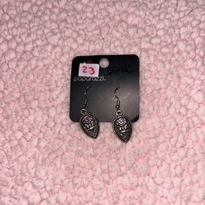Paparazzi Intricate Silver and Purple Earrings